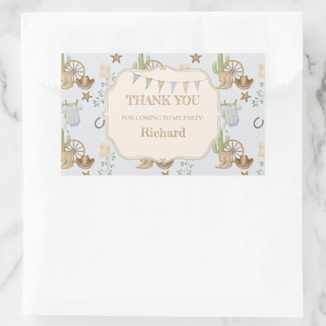 Pegatina Rectangular Wild West Baby Cowboy 1st Birthday (Bolso)