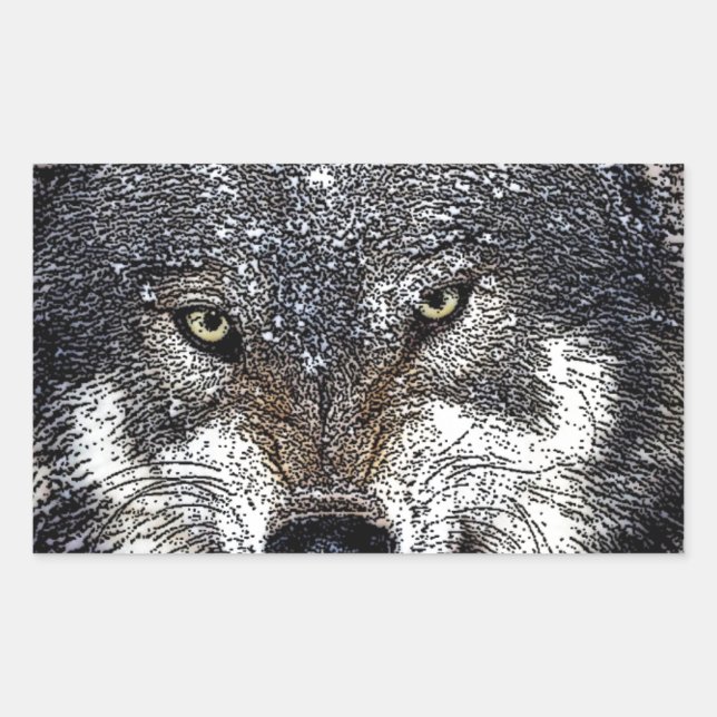Pegatina Rectangular Wild Wolf (Anverso)