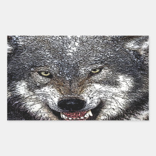 Pegatina Rectangular Wild Wolf
