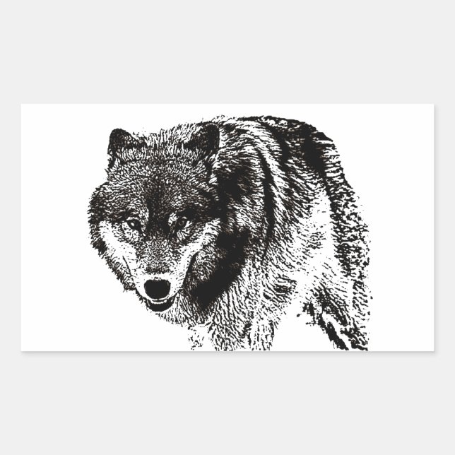 Pegatina Rectangular Wild Wolf (Anverso)