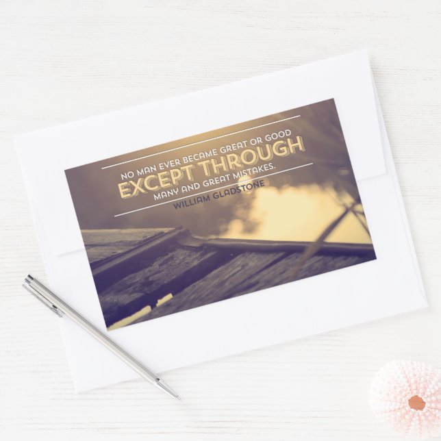 Pegatina Rectangular William Gladstone cita Inspiradora "Errores" (Sobre)