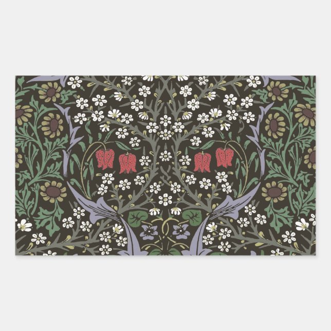 Pegatina Rectangular William Morris Blackthorn Tapestry Floral (Anverso)