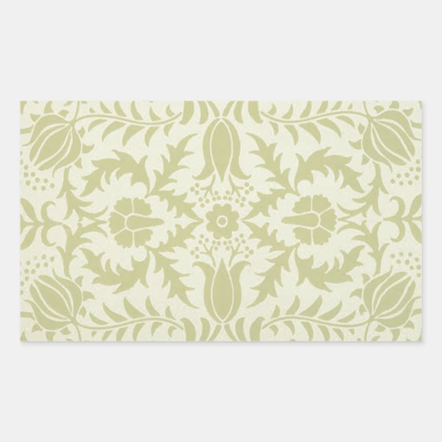 Pegatina Rectangular William Morris Borage Boda Soft Green (Anverso)