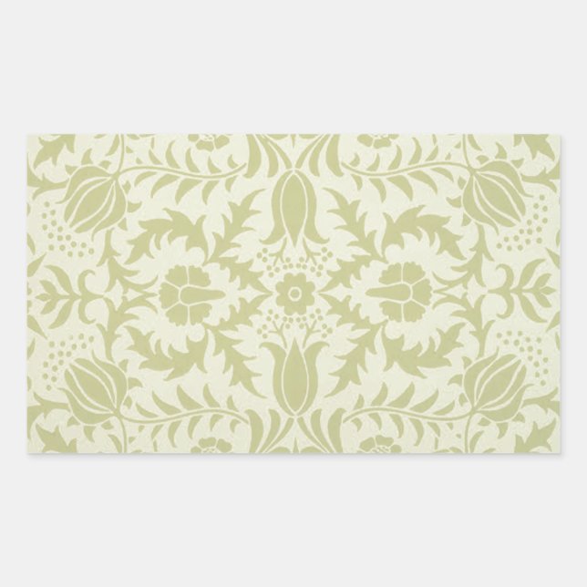 Pegatina Rectangular William Morris Borage Boda Soft Green (Anverso)