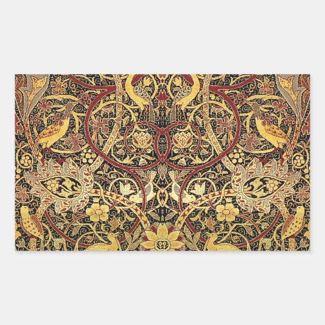 Pegatina Rectangular William Morris Bullerswood Faux Tapestry (Anverso)
