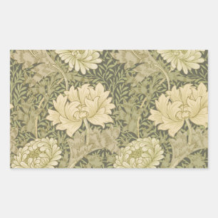 Pegatina Rectangular William Morris Chrysanthemum Sage Flower