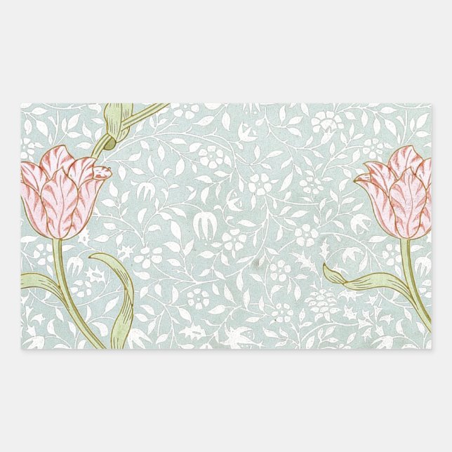 Pegatina Rectangular William Morris GardenTulip (Anverso)