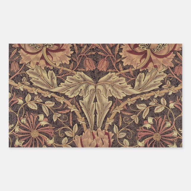 Pegatina Rectangular William Morris Honeysuckle Arte Inglés Clásico (Anverso)
