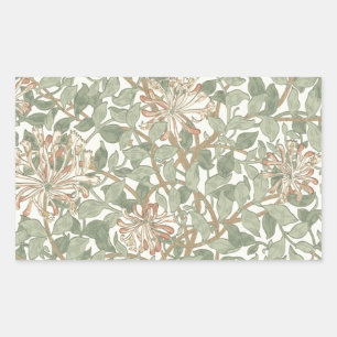 Pegatina Rectangular William Morris Honeysuckle Green Floral