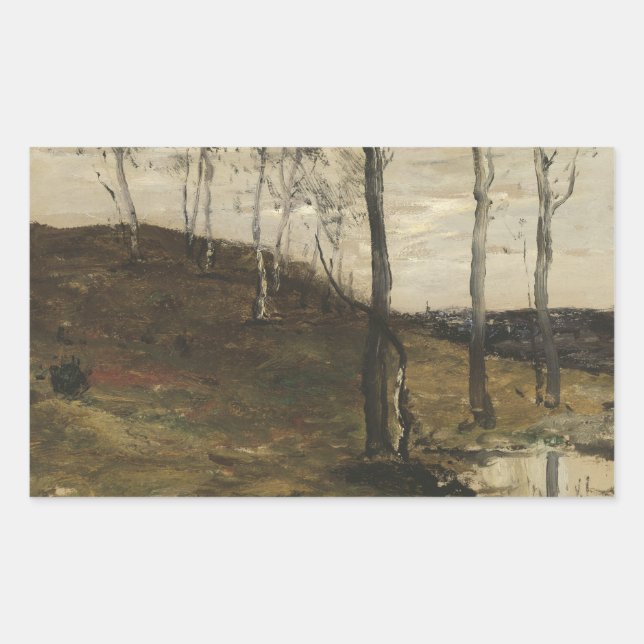 Pegatina Rectangular William Morris Hunt - Hillside with Trees (Anverso)