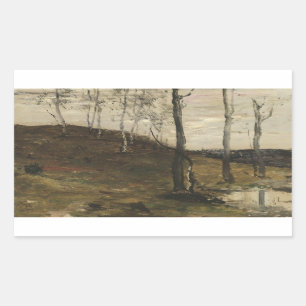 Pegatina Rectangular William Morris Hunt - Hillside with Trees