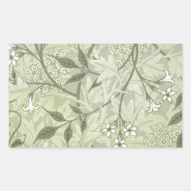 Pegatina Rectangular William Morris Jasmine Botanical (Anverso)