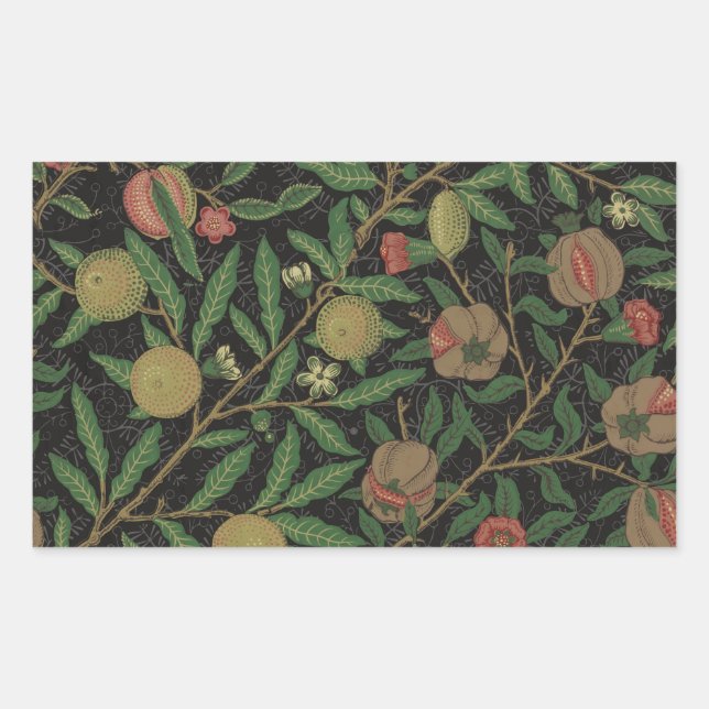 Pegatina Rectangular William Morris Pomegranate Classic Fruit (Anverso)