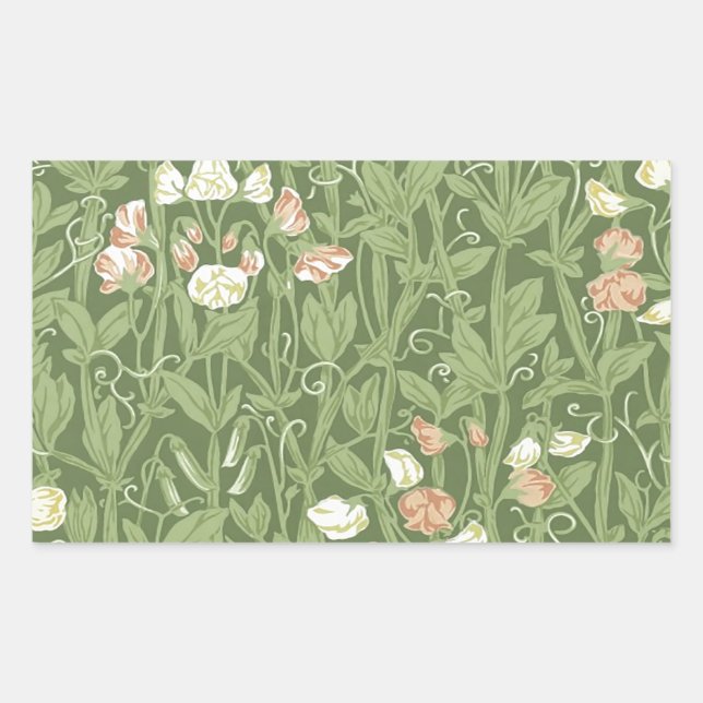 Pegatina Rectangular William Morris Sweet Pea Floral Design (Anverso)