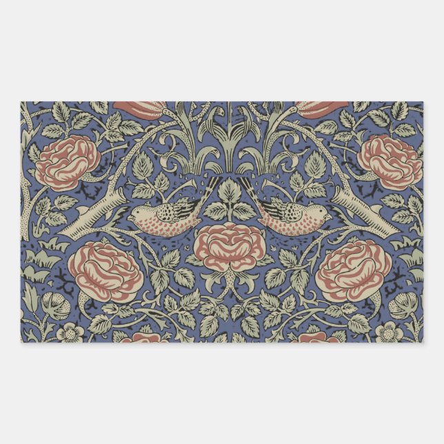 Pegatina Rectangular William Morris Tudor Rosa Wallpaper (Anverso)