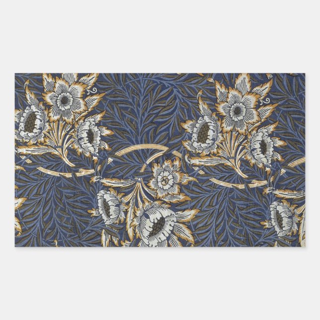 Pegatina Rectangular william morris tulip and willow tapestry pattern (Anverso)