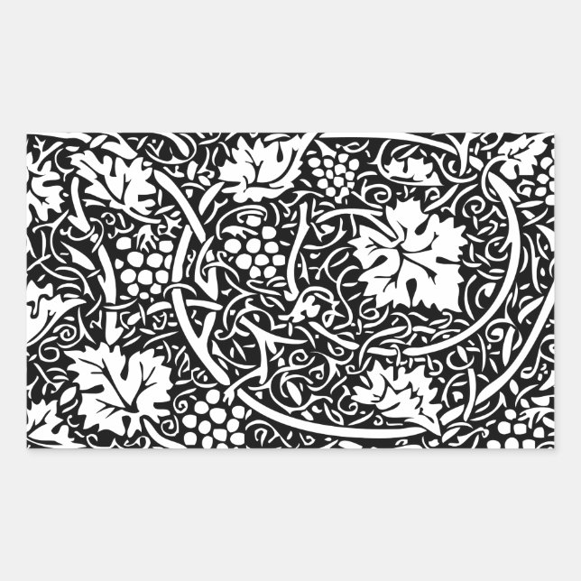 Pegatina Rectangular William Morris Vino blanco negro de uva (Anverso)