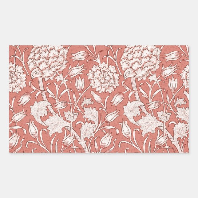 Pegatina Rectangular William Morris Wild Tulip Classic Victorian Design (Anverso)