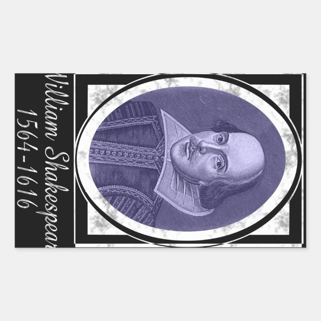 Pegatina Rectangular William Shakespeare (Anverso)