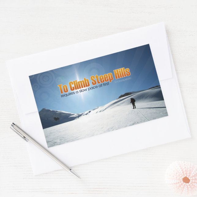 Pegatina Rectangular William Shakespeare cita Inspiradora "escalar" (Sobre)