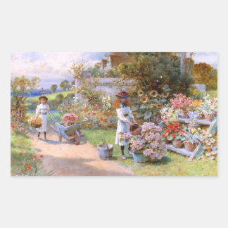 Pegatina Rectangular William Stephen Coleman: El Jardín de las Flores
