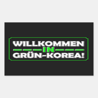 Pegatina Rectangular Willkommen in Gruen-Korea! 