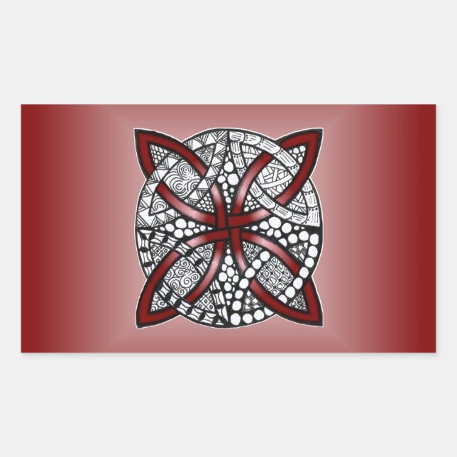 Pegatina Rectangular Wine Red Celtic Knot Original (Anverso)