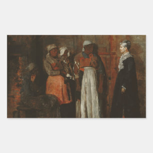 Pegatina Rectangular Winslow Homer - Una visita de la antigua amante