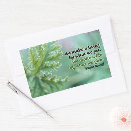 Pegatina Rectangular Winston Churchill cita Inspiradora "Una vida"