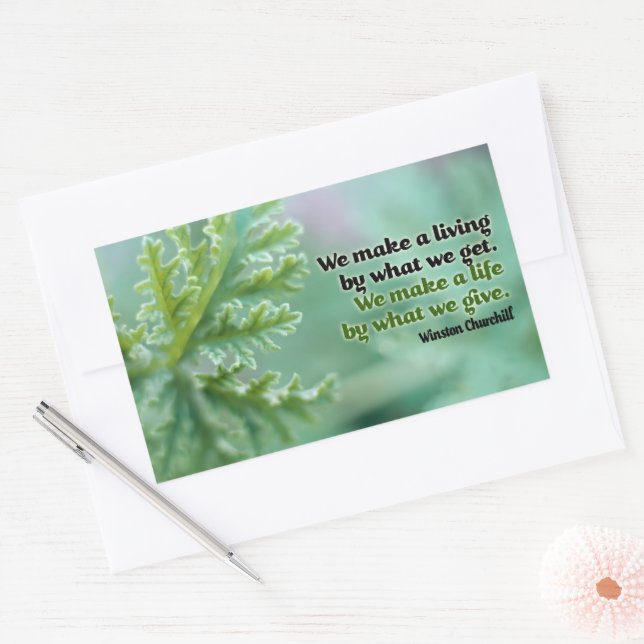 Pegatina Rectangular Winston Churchill cita Inspiradora "Una vida" (Sobre)