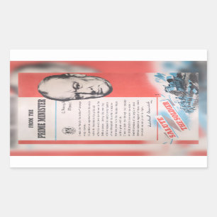 Pegatina Rectangular Winston Churchill, reimpresión del poster británic