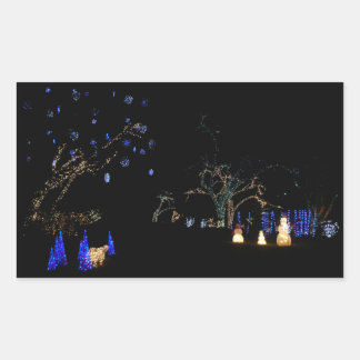 Pegatina Rectangular Winter Wonderland ilumina vacaciones azules y blan