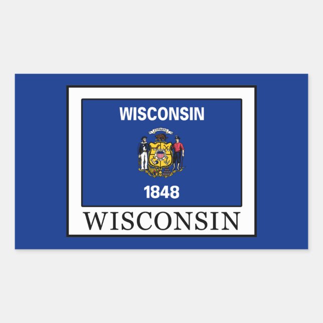 Pegatina Rectangular Wisconsin (Anverso)