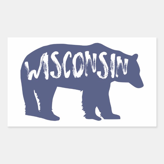 Pegatina Rectangular Wisconsin Bear (Anverso)