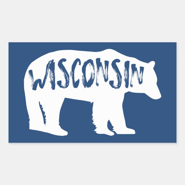 Pegatina Rectangular Wisconsin Bear (Anverso)