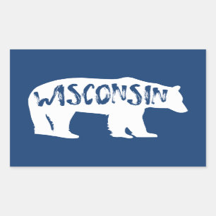 Pegatina Rectangular Wisconsin Bear
