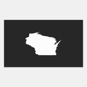 Pegatina Rectangular Wisconsin en Blanco