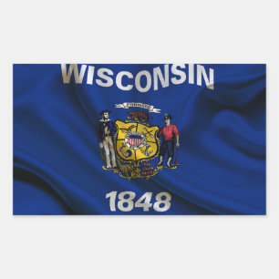 Pegatina Rectangular Wisconsin Flag Fabric