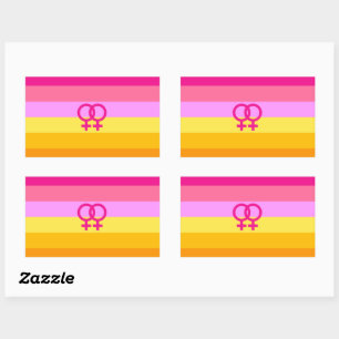 Pegatina Rectangular WLW: Orgullo del Amanecer Lesbiano