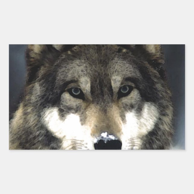 Pegatina Rectangular Wolf (Anverso)