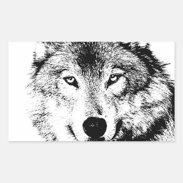 Pegatina Rectangular Wolf (Anverso)
