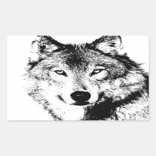 Pegatina Rectangular Wolf