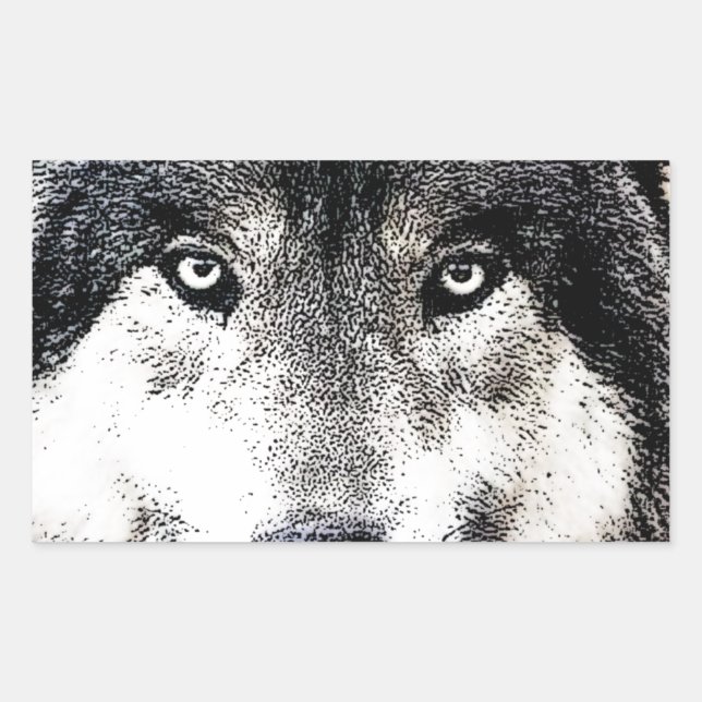 Pegatina Rectangular Wolf Eyes (Anverso)