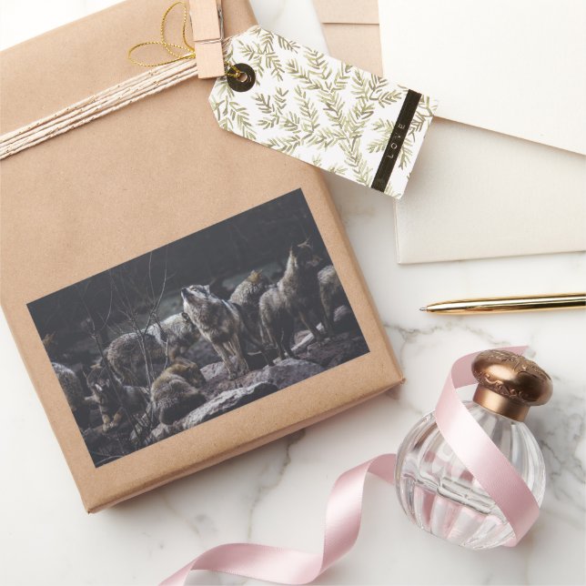 Pegatina Rectangular Wolf Pack (Regalar)