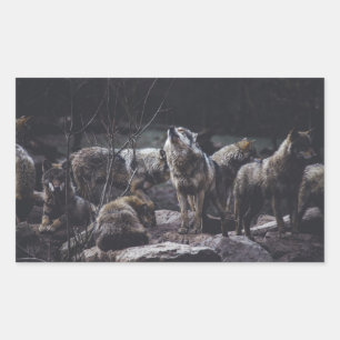 Pegatina Rectangular Wolf Pack