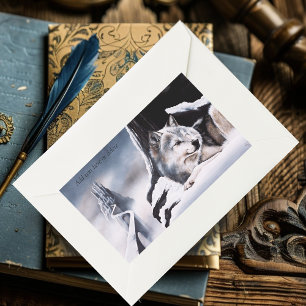 Pegatina Rectangular Wolf Winter Castle Fantasy