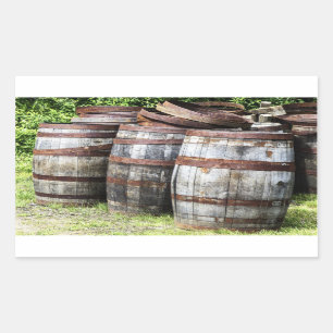 Pegatina Rectangular Wooden Keg Barrels