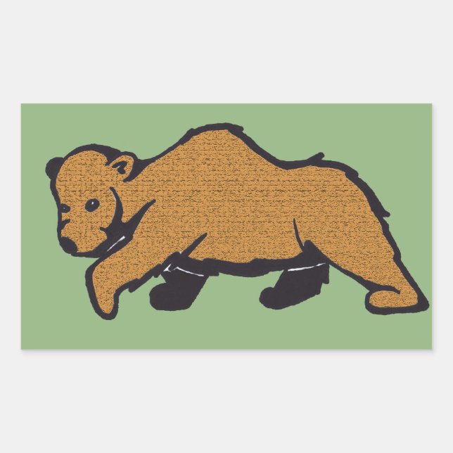 Pegatina Rectangular Woodland Brown Grizzly Bear (Anverso)