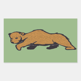 Pegatina Rectangular Woodland Brown Grizzly Bear