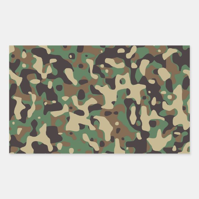 Pegatina Rectangular Woodland Camo (Anverso)